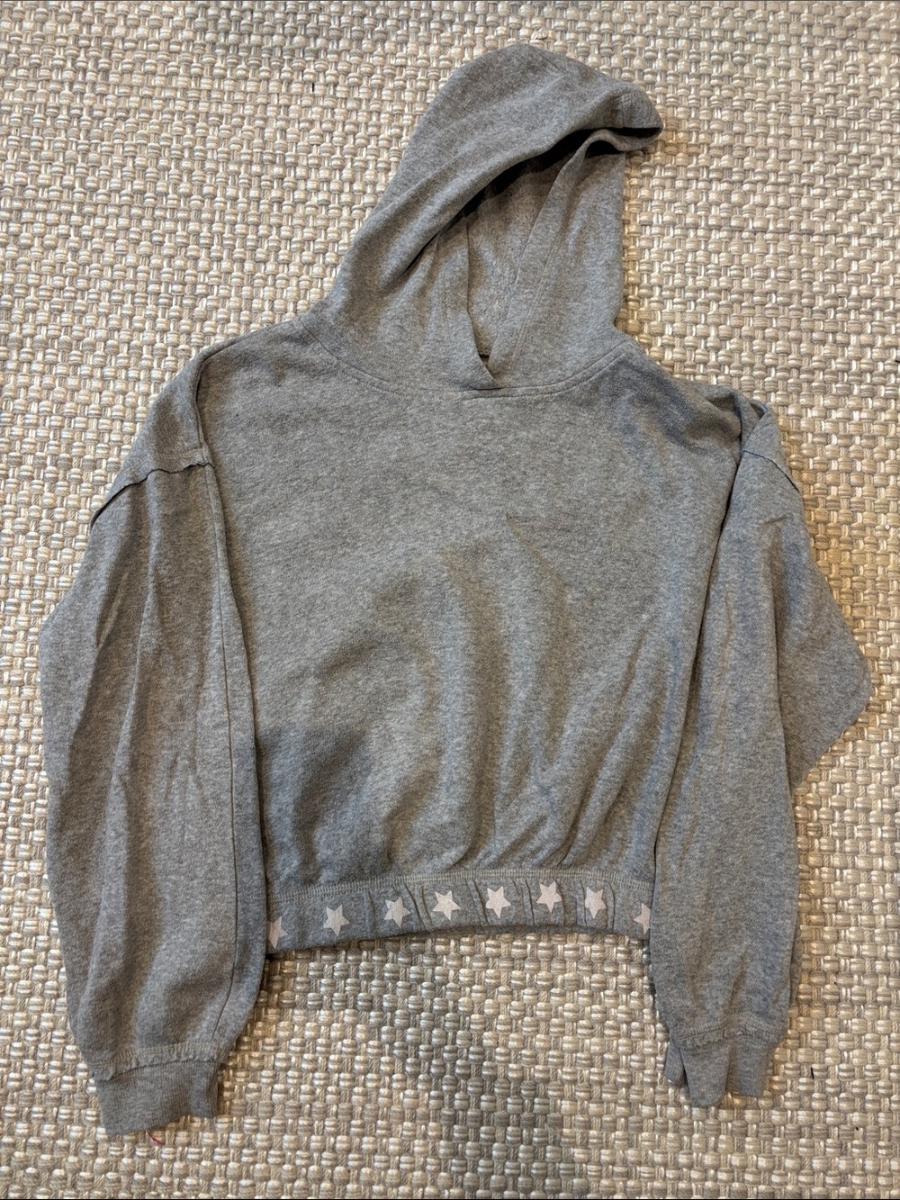 Vintage Havana Gray Girls Star Trim Cropped Hoodie